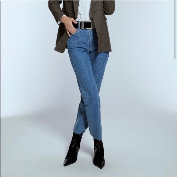 Zara Premium The Slim Straight Jeans in Bave Blue Size 4 - Picture 1 of 6